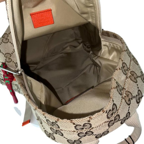 Gucci Women's Backpack Bicolor The North Face Monogram GG Brown & Orange Sz M - Picture 7 of 8